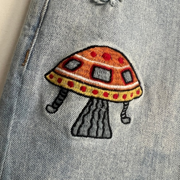 Billionaire Boys Club Distressed Embroidered Patch Skinny Jeans‎ UFO Cactus 38 - Picture 3 of 12